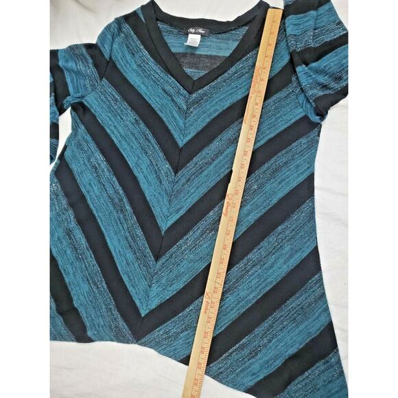 Y2k Only Nine Sweater Top XL Black V-Neck Sharkbite 3/4 Sleeve Shirt Womens Size - Picture 8 of 8